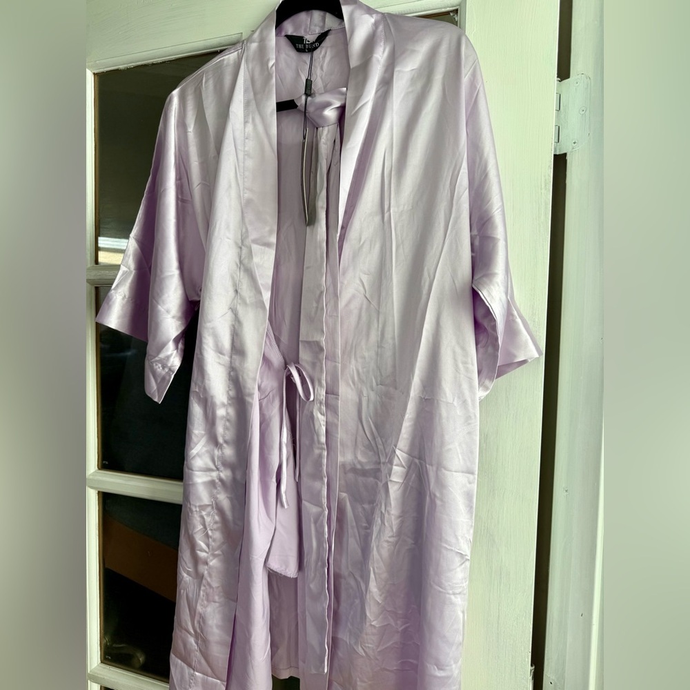Lavender Satin Kimono Robe
